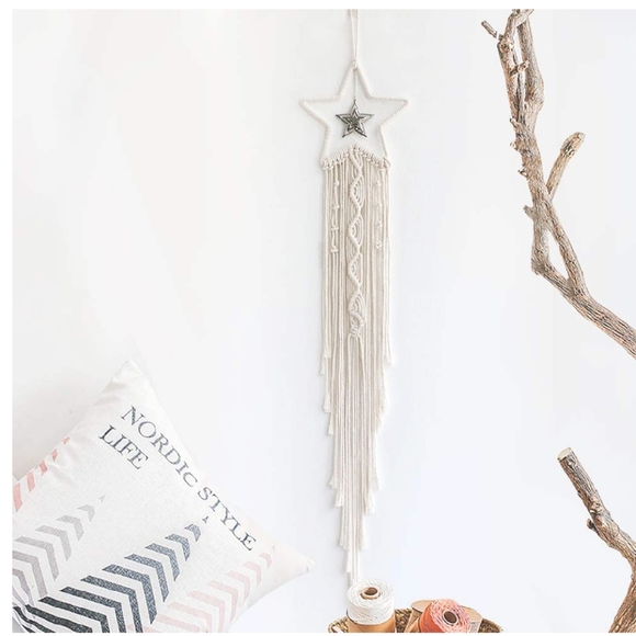 Star Fairy Light Macrame Wall Art BOHO Chic Decor - Picture 2 of 7